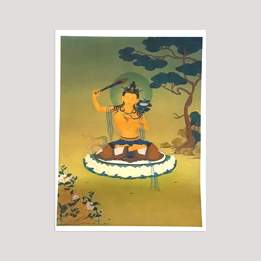 Manjushri (Silk Print) (Fern Green Background)