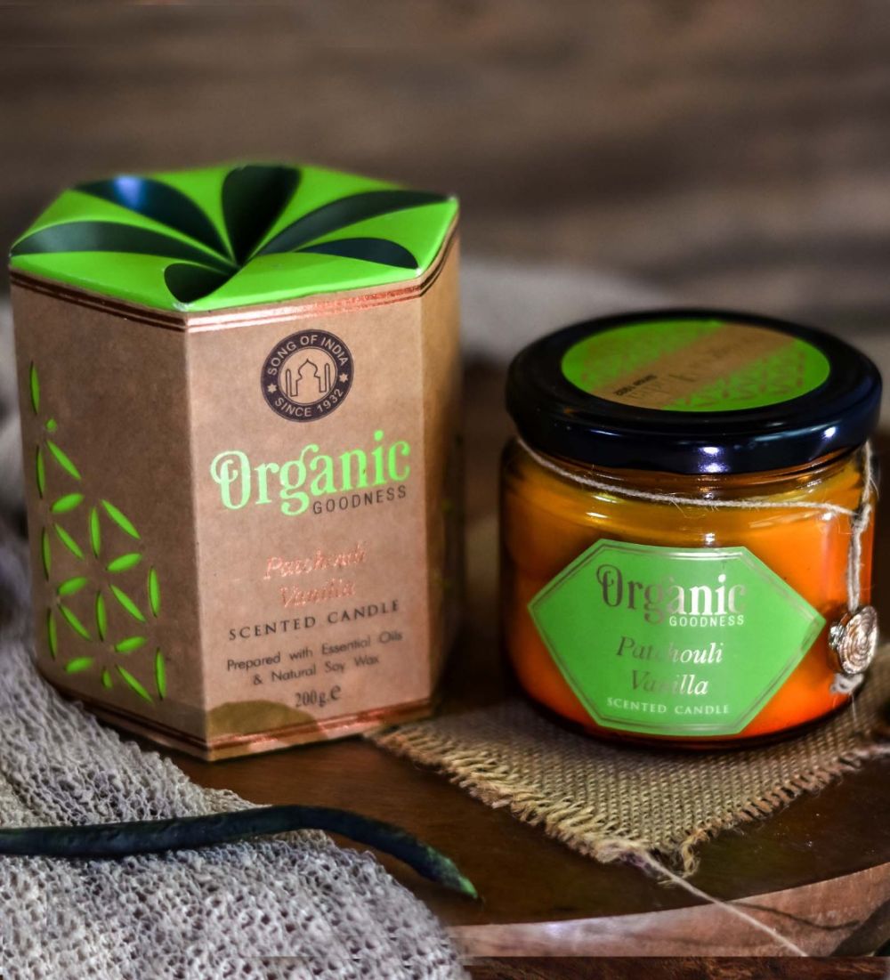 Song of India Organic Goodness Scented Candle – Patchouli Vanilla